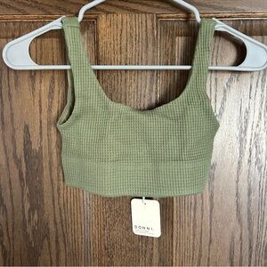 DONNI. Olive Ribbed Top